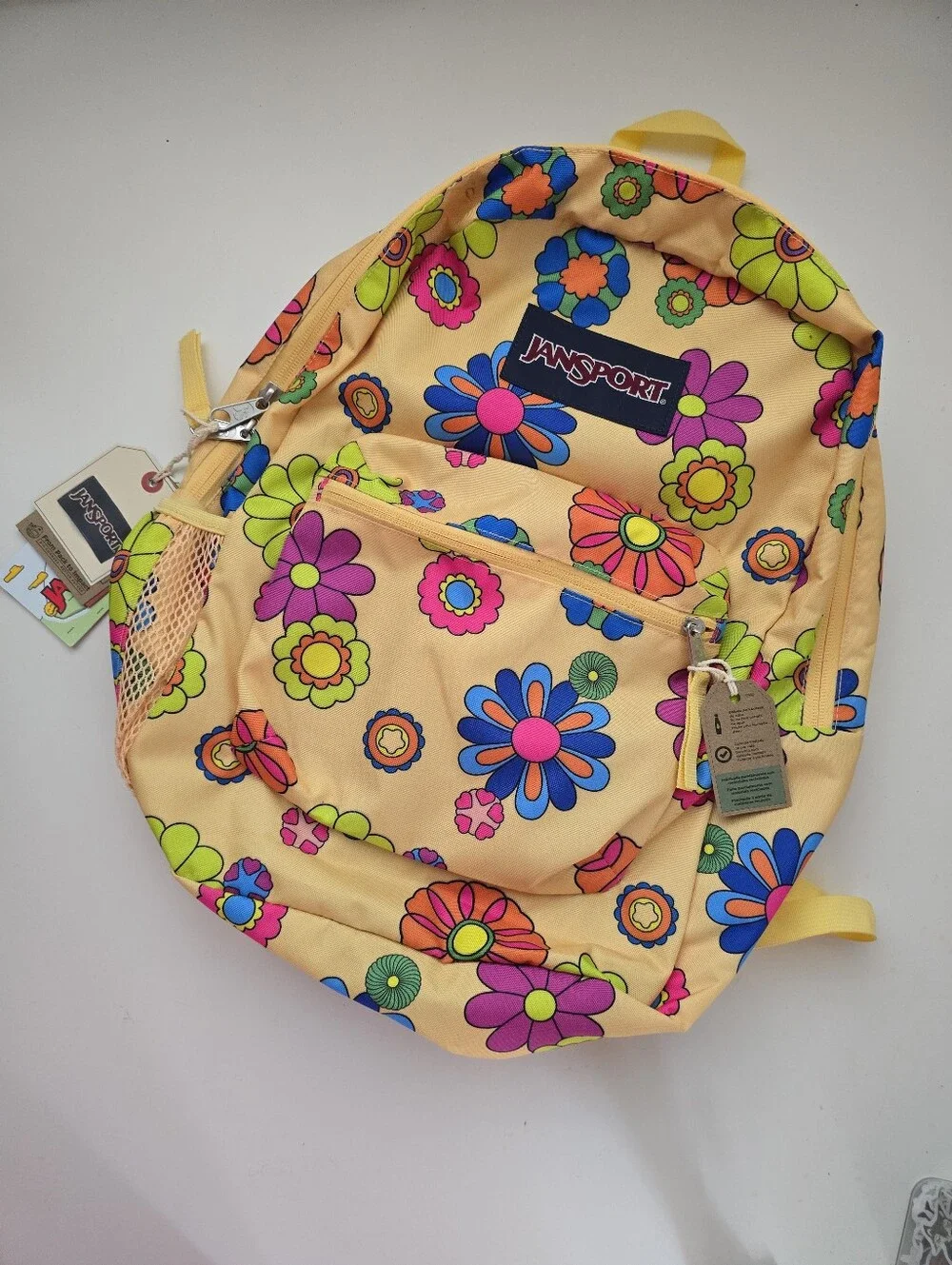 NWT JanSport Cross Town Backpack Power to the Flower Floral Retro
